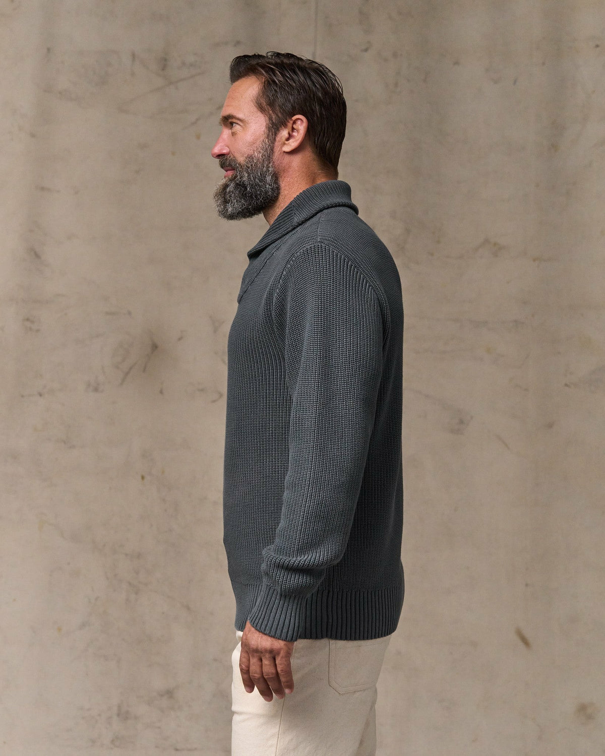 Filson Signature / Vintage Cotton Shawl Neck Sweater - Charcoal