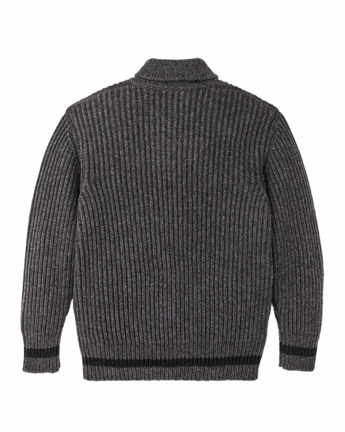 Filson Featured / Bristol Shawl Neck Sweater - Gray Heather / Dark Charcoal Stripe