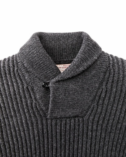 Filson Featured / Bristol Shawl Neck Sweater - Gray Heather / Dark Charcoal Stripe