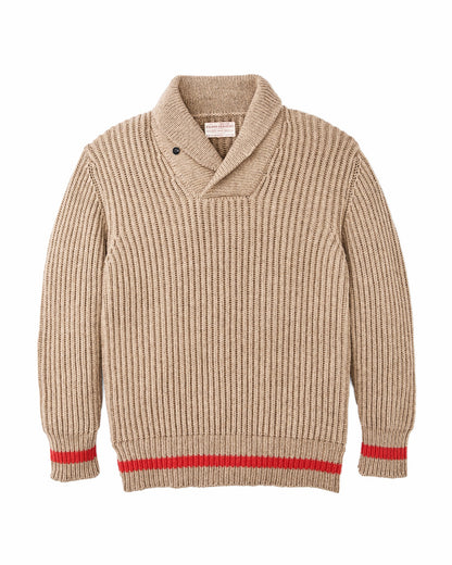 Filson Special Offer / Bristol Shawl Neck Sweater - Oatmeal Heather / Flame Stripe