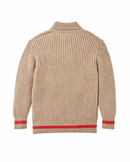 Filson Special Offer / Bristol Shawl Neck Sweater - Oatmeal Heather / Flame Stripe
