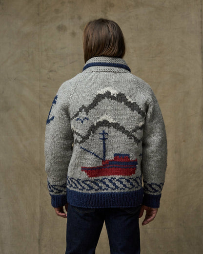 Filson Value / Handmade Full-zip Sweater - Heather Gray / Fishing Boat