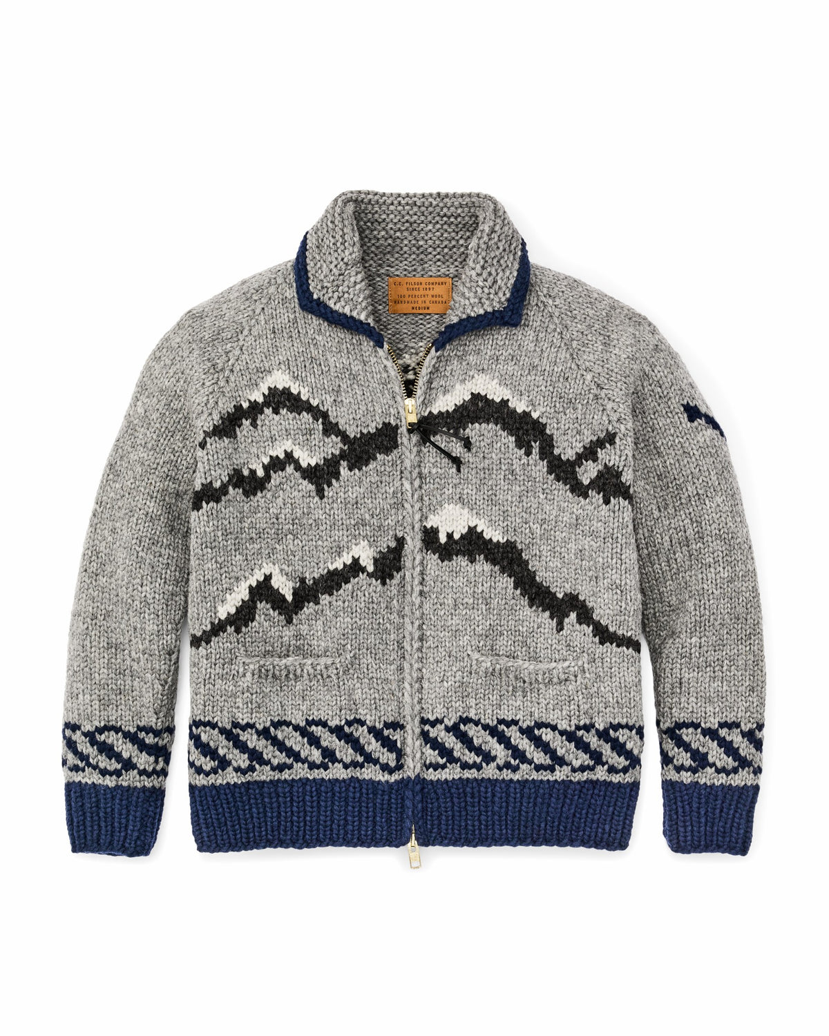 Filson Value / Handmade Full-zip Sweater - Heather Gray / Fishing Boat
