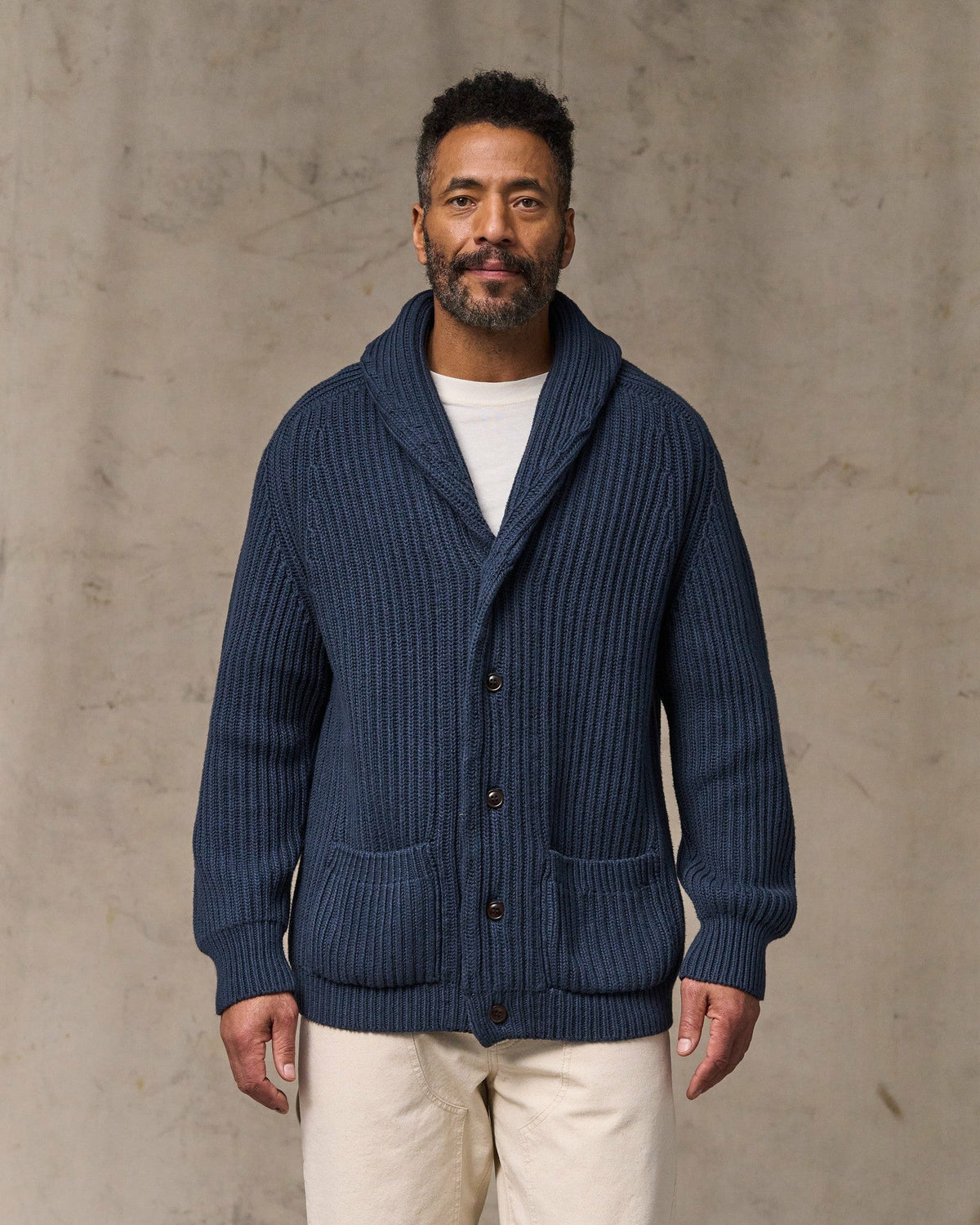 Filson Featured / Fisherman Rib Cotton Cardigan - Navy
