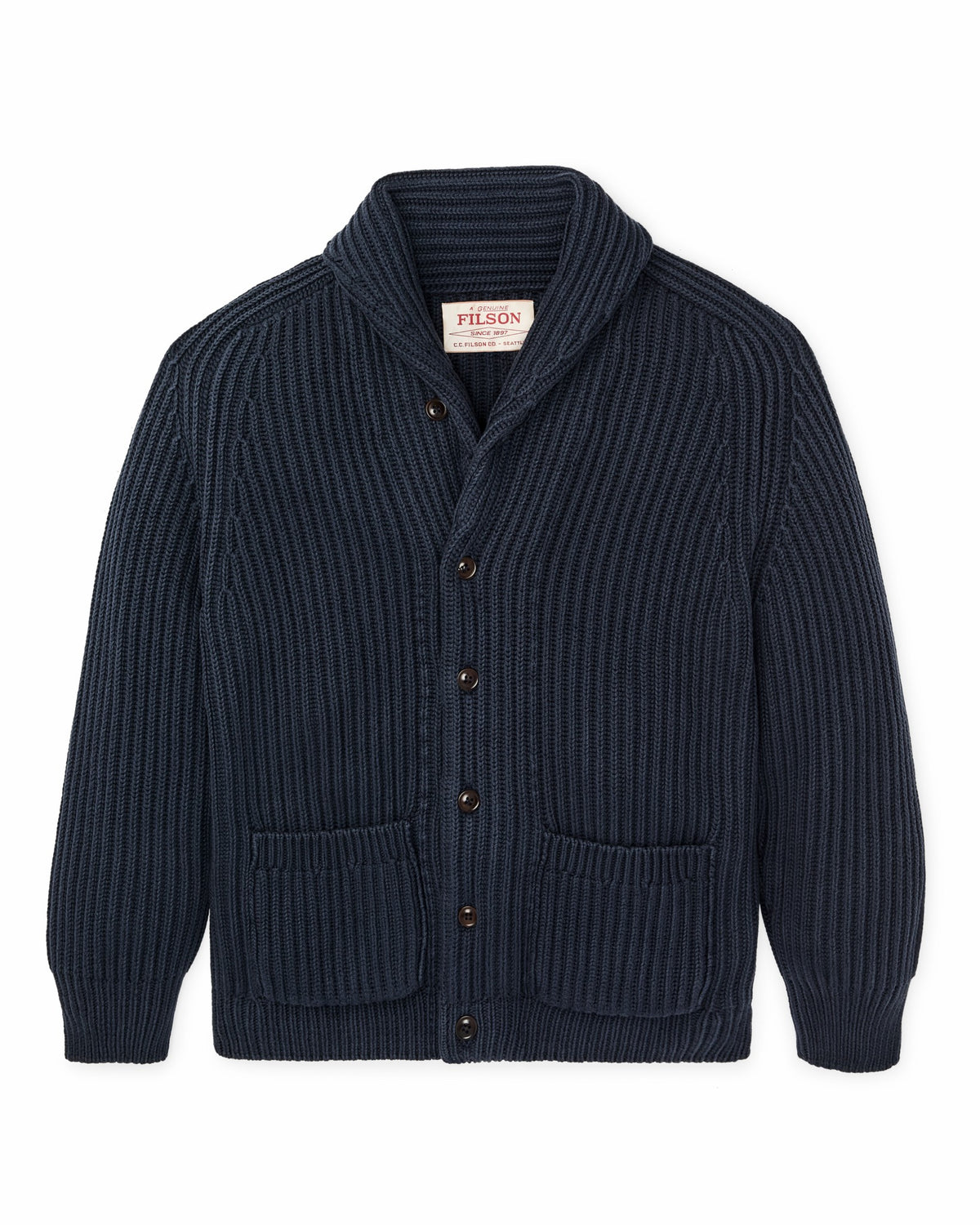 Filson Featured / Fisherman Rib Cotton Cardigan - Navy