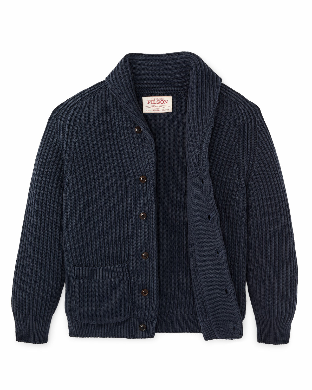 Filson Featured / Fisherman Rib Cotton Cardigan - Navy