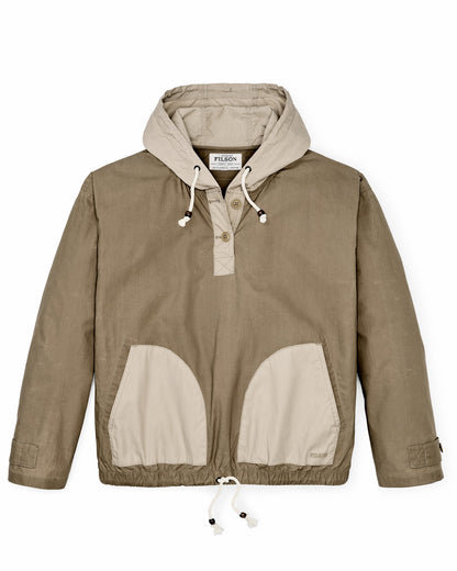 Filson Deals / Women's Dry Wax Hooded Popover - Khaki / Quail Tan