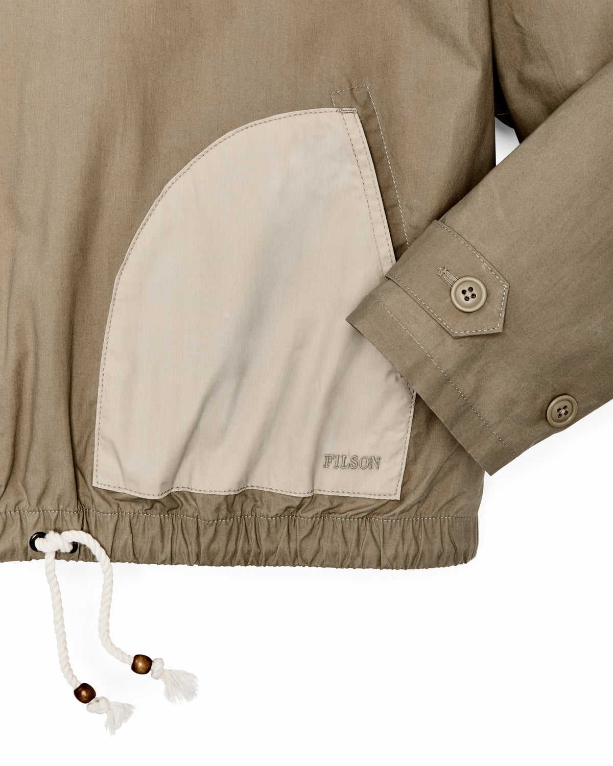 Filson Deals / Women's Dry Wax Hooded Popover - Khaki / Quail Tan
