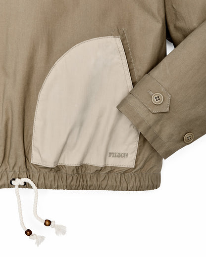Filson Deals / Women's Dry Wax Hooded Popover - Khaki / Quail Tan