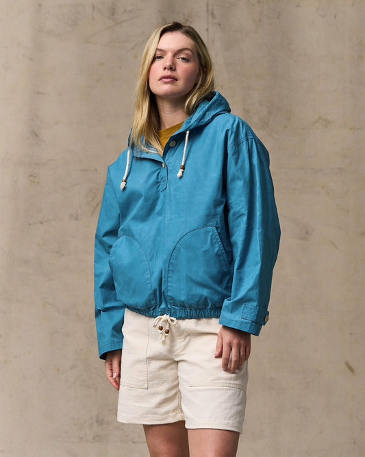 Filson Best Seller / Women's Dry Wax Hooded Popover - Marine Blue