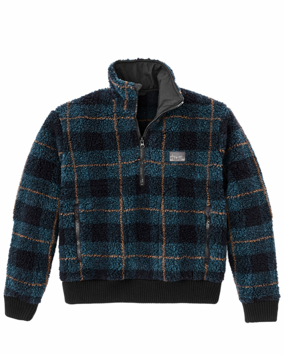 Filson Premium / Women's Pile Fleece Popover - Blue / Black Plaid
