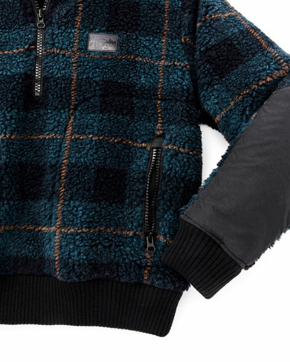 Filson Premium / Women's Pile Fleece Popover - Blue / Black Plaid