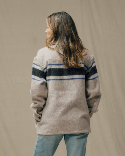 Filson Popular / Women's Wool Overshirt - Gray / Black Blanket Stripe