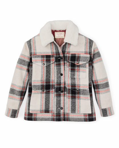 Filson Customer Favorite / Women's Mackinaw Wool Shearling Cruiser Jacket - Cream / Red / Black Plaid