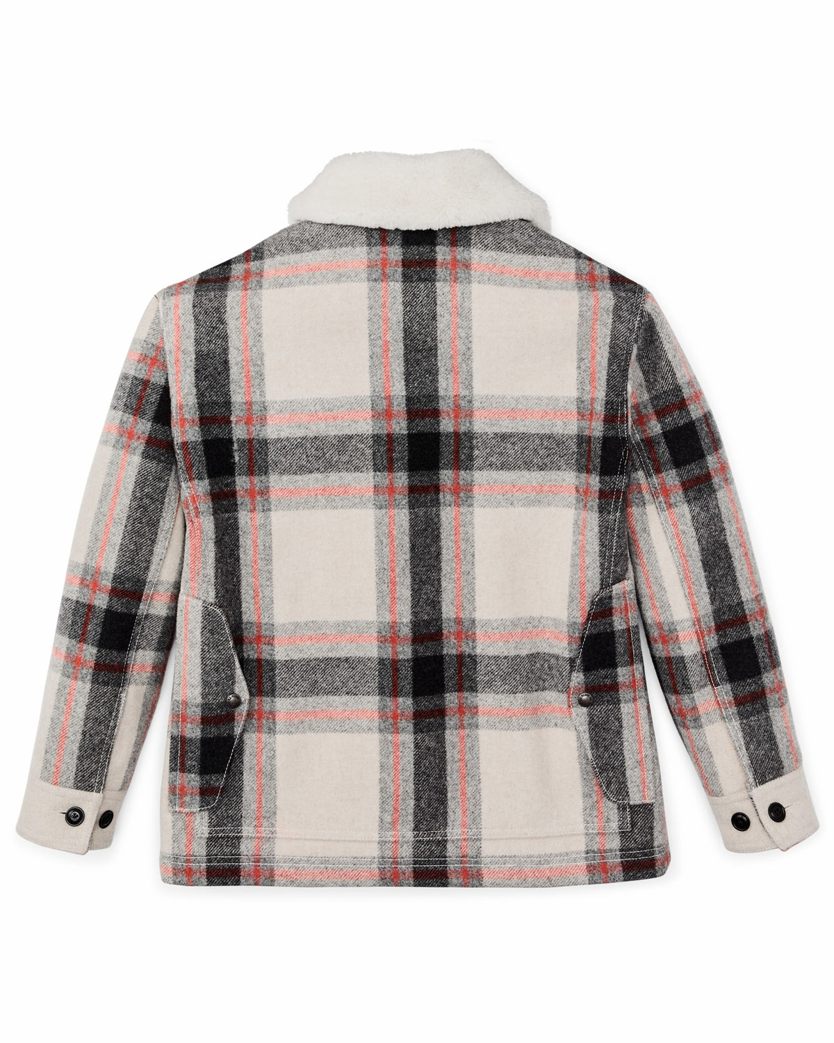 Filson Customer Favorite / Women's Mackinaw Wool Shearling Cruiser Jacket - Cream / Red / Black Plaid