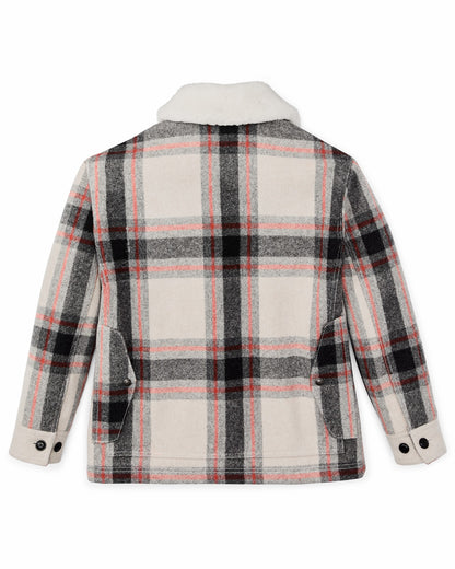 Filson Customer Favorite / Women's Mackinaw Wool Shearling Cruiser Jacket - Cream / Red / Black Plaid