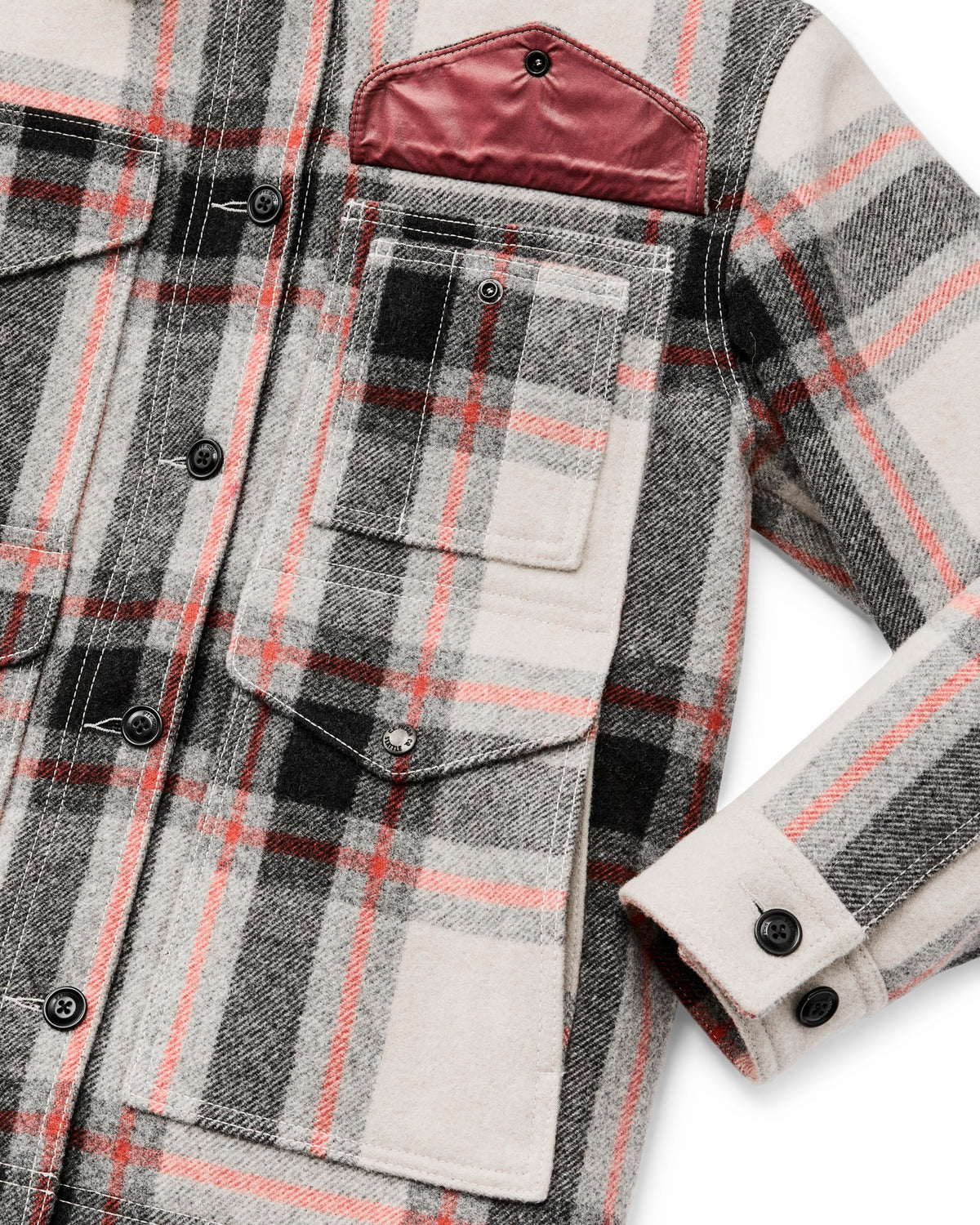 Filson Customer Favorite / Women's Mackinaw Wool Shearling Cruiser Jacket - Cream / Red / Black Plaid