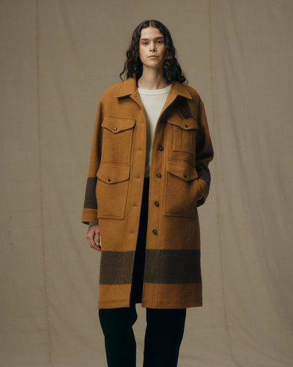 Filson Trending / Women's Wool Long Cruiser Coat - Whiskey / Black Stripe