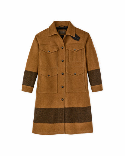 Filson Trending / Women's Wool Long Cruiser Coat - Whiskey / Black Stripe