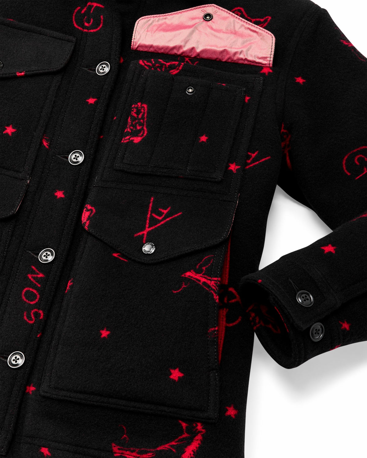 Filson Hot Sale / Women's Jacquard Wool Cruiser Jacket - Black / Red Western