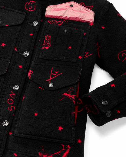 Filson Hot Sale / Women's Jacquard Wool Cruiser Jacket - Black / Red Western