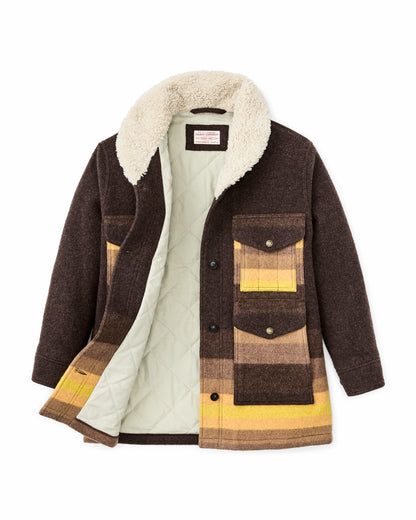 Filson Special Offer / Women's Kodiak Shawl Collar Coat - Brown / Yellow Stripe