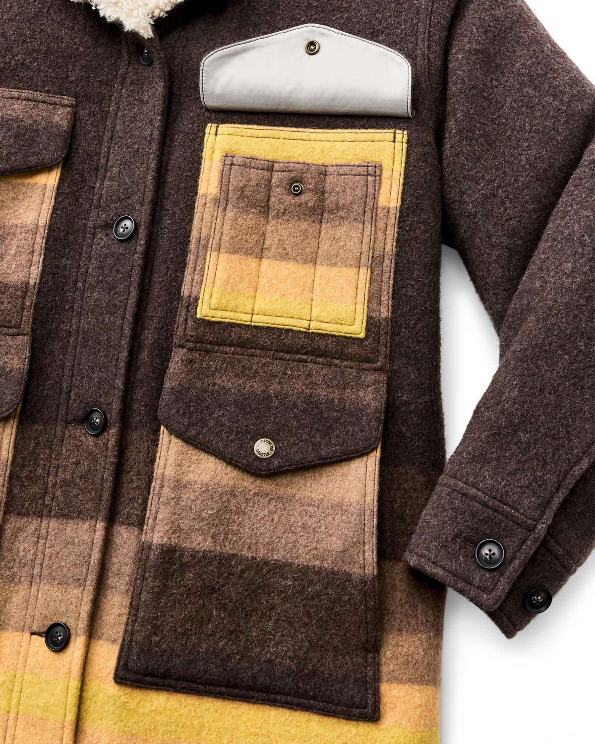 Filson Special Offer / Women's Kodiak Shawl Collar Coat - Brown / Yellow Stripe