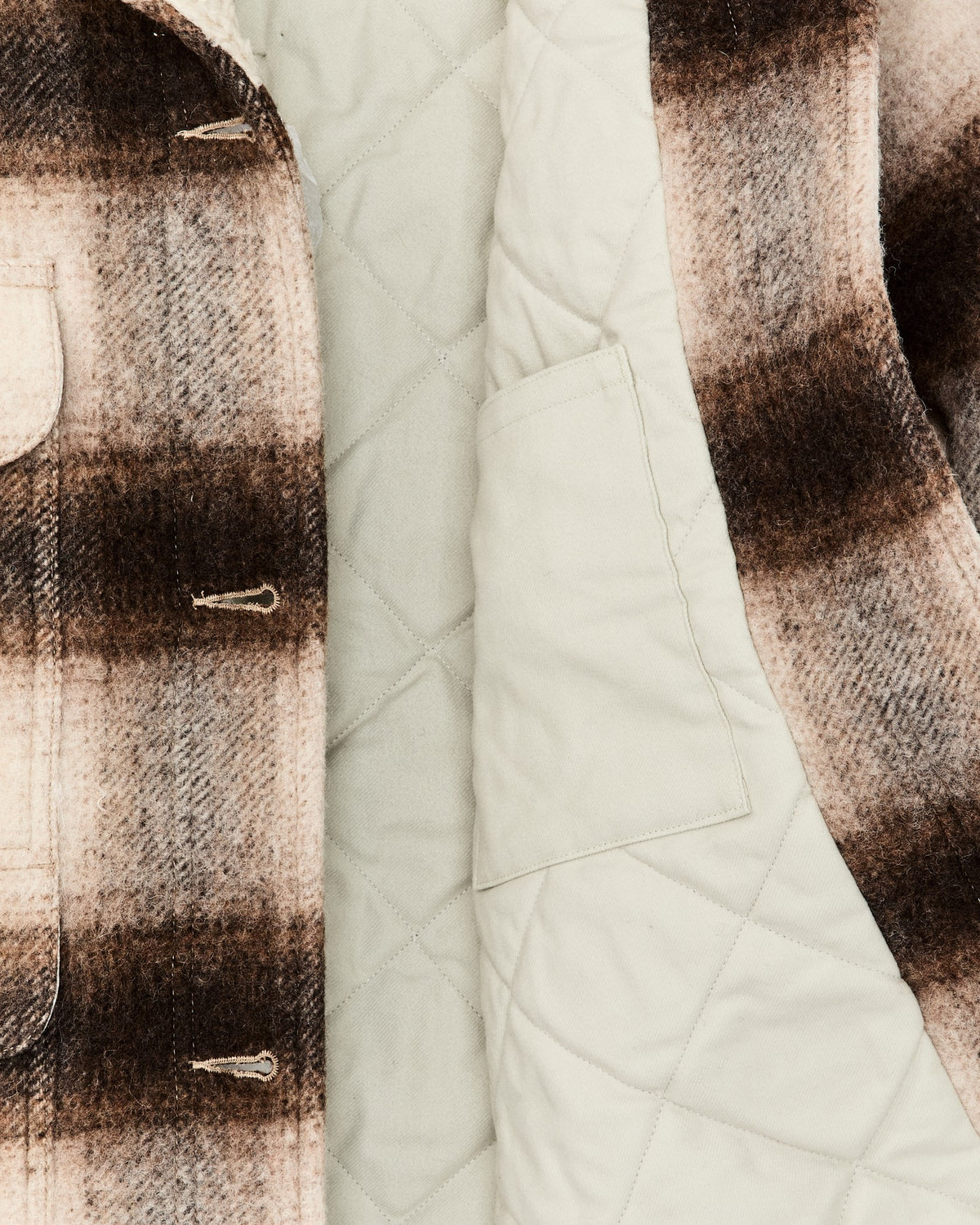 Filson Discount / Women's Kodiak Shawl Collar Coat - Cream / Brown Shadow Plaid