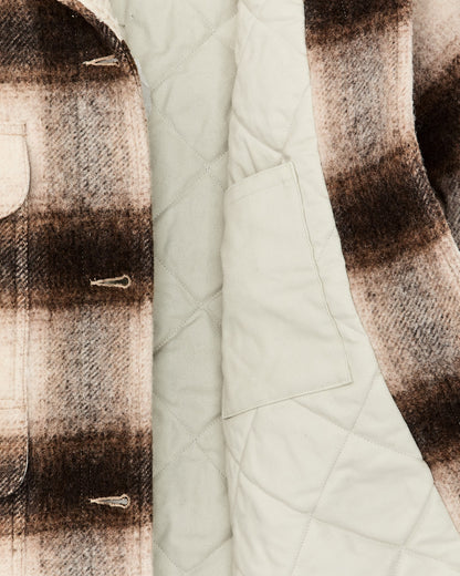 Filson Discount / Women's Kodiak Shawl Collar Coat - Cream / Brown Shadow Plaid