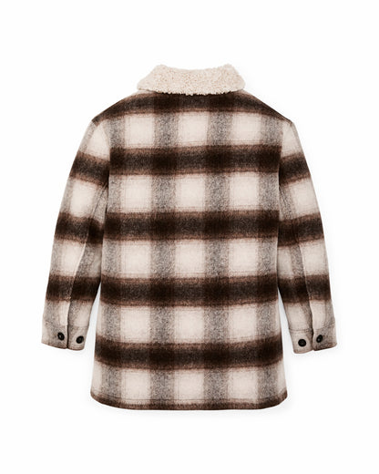 Filson Discount / Women's Kodiak Shawl Collar Coat - Cream / Brown Shadow Plaid