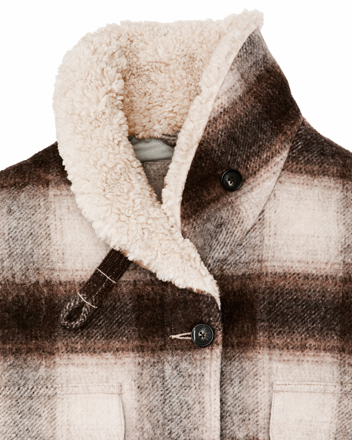 Filson Discount / Women's Kodiak Shawl Collar Coat - Cream / Brown Shadow Plaid