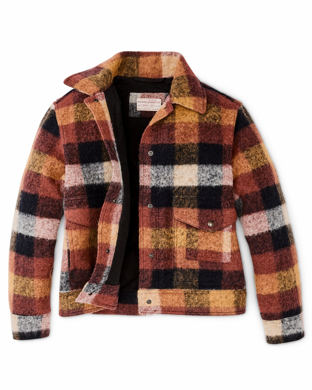 Filson Premium / Women's Blanket Wool Heritage Jacket - Red / Orange / Black Plaid