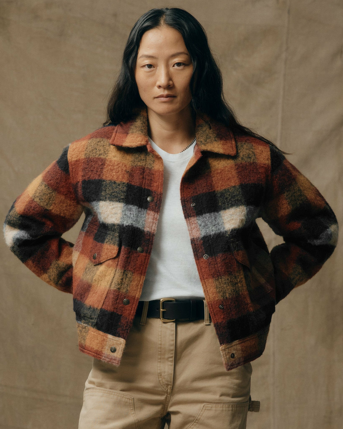 Filson Premium / Women's Blanket Wool Heritage Jacket - Red / Orange / Black Plaid