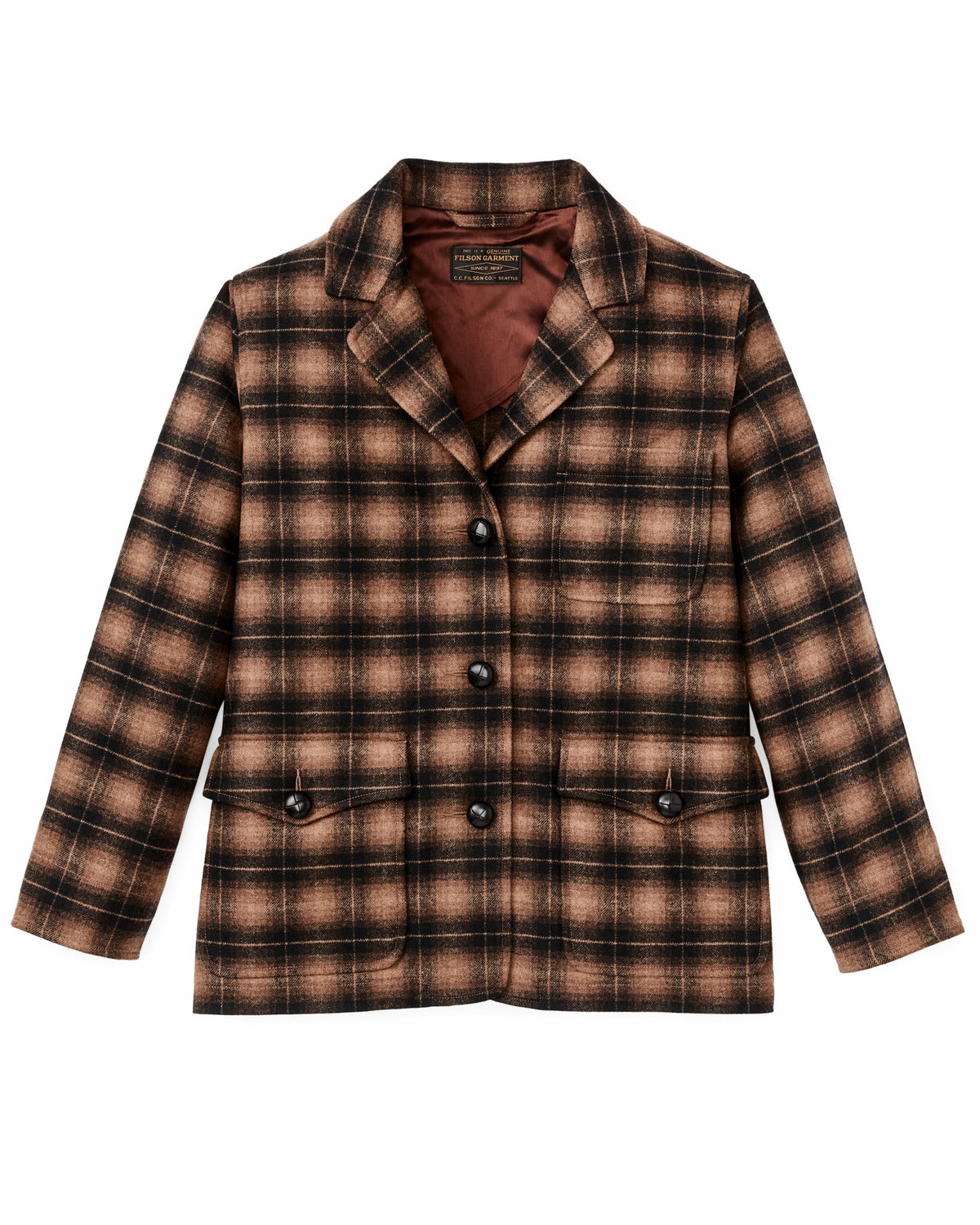 Filson Classic / Women's Unconstructed Wool Blazer - Bronze Brown Plaid