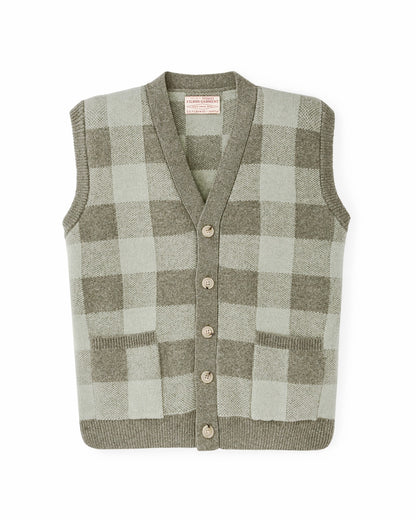 Filson Quality / Women's Wool Cardigan Vest - Olive Check