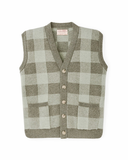 Filson Quality / Women's Wool Cardigan Vest - Olive Check