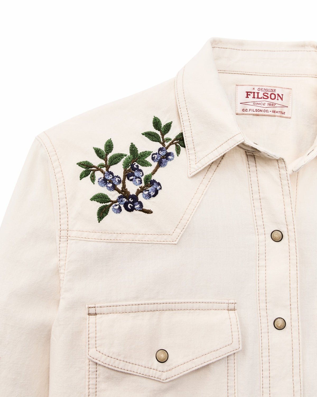 Filson Quality / Women's Embroidered Western Shirt - Natural Seed