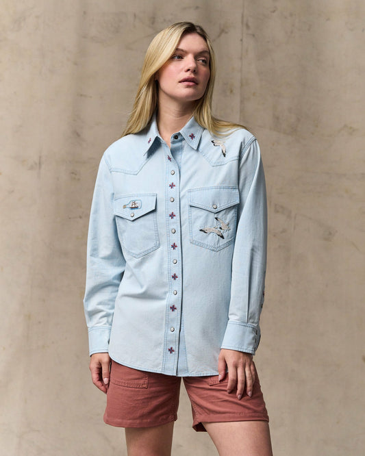 Filson Best Seller / Women's Embroidered Western Shirt - Light Indigo