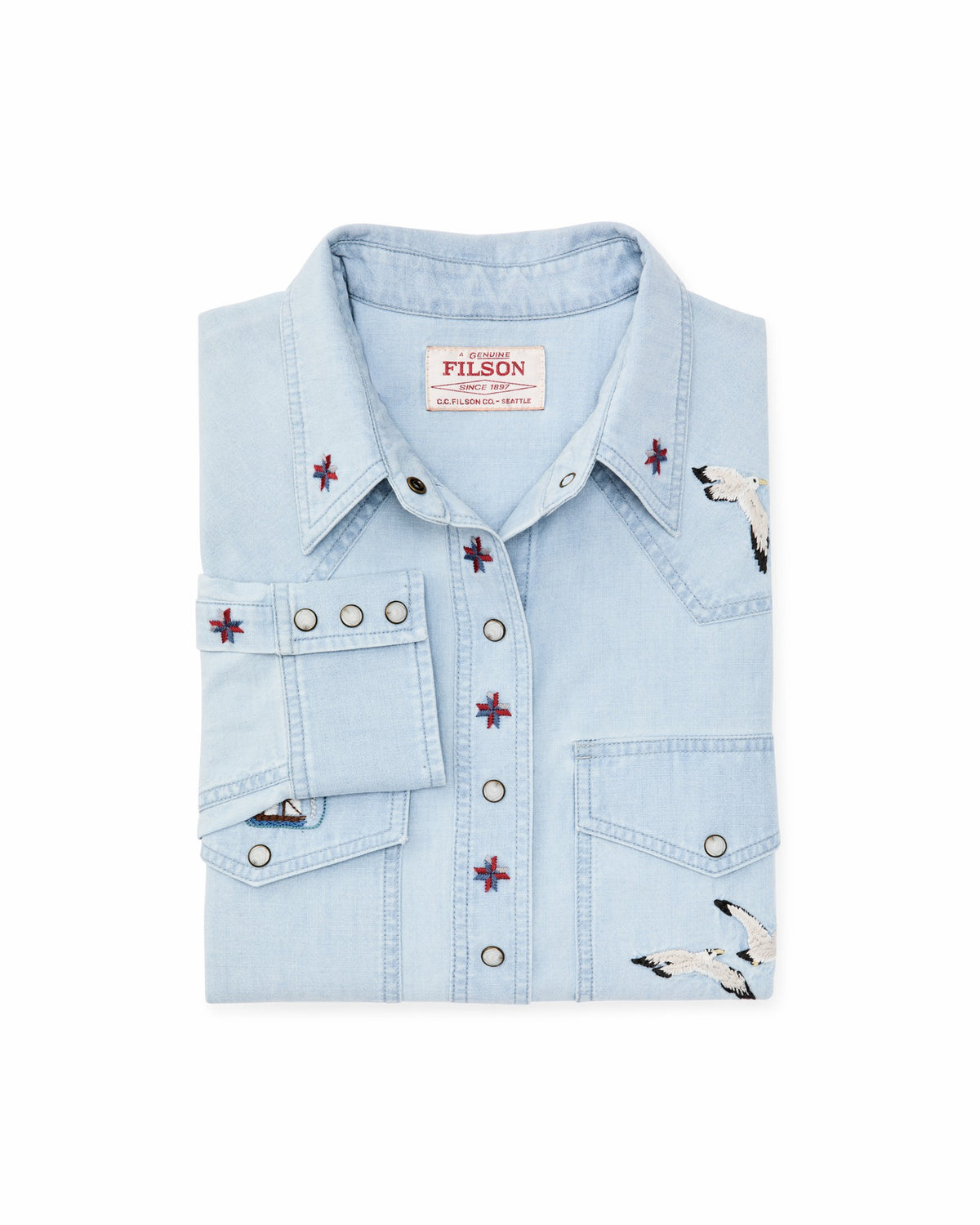 Filson Best Seller / Women's Embroidered Western Shirt - Light Indigo