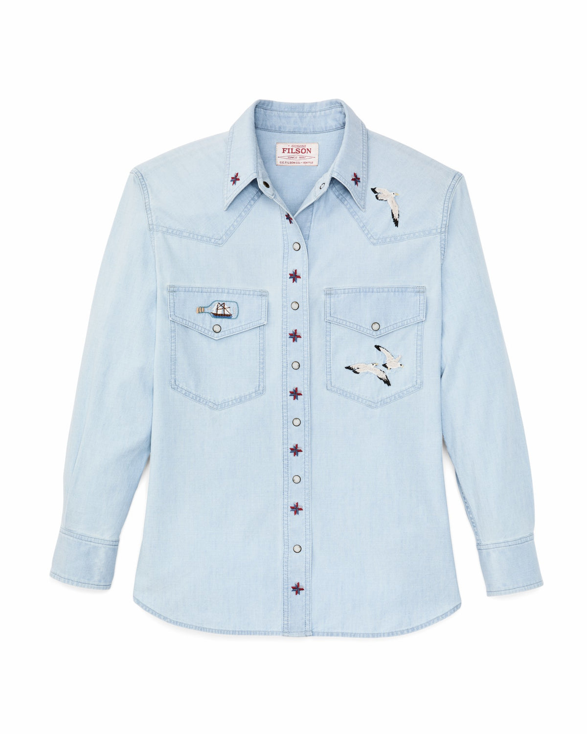 Filson Best Seller / Women's Embroidered Western Shirt - Light Indigo