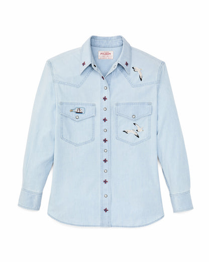 Filson Best Seller / Women's Embroidered Western Shirt - Light Indigo