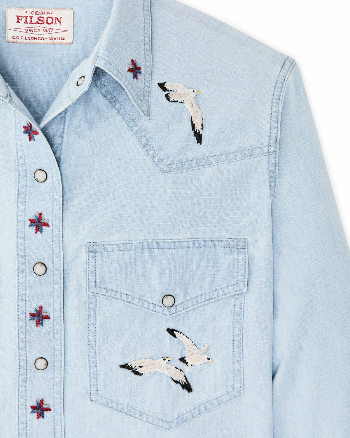 Filson Best Seller / Women's Embroidered Western Shirt - Light Indigo
