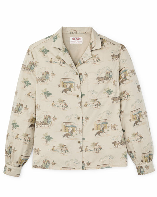 Filson Customer Favorite / Women's Long Sleeve Twill Camp Shirt - Desert Green / Print
