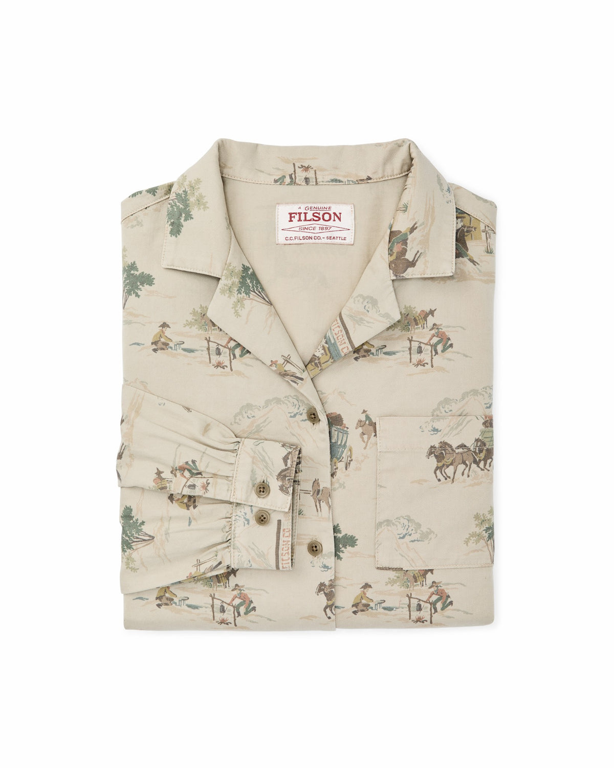 Filson Customer Favorite / Women's Long Sleeve Twill Camp Shirt - Desert Green / Print