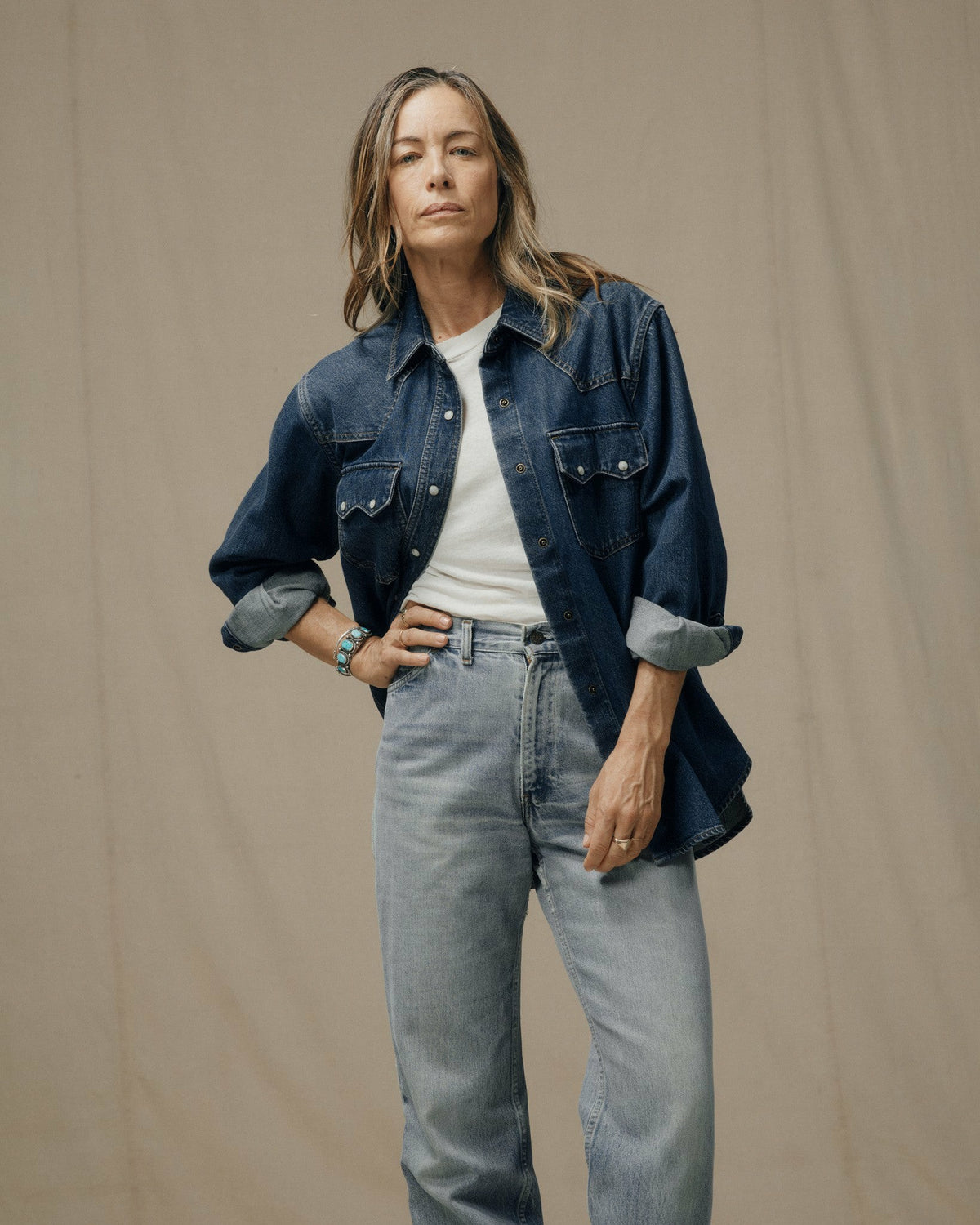 Filson Top Pick / Women's Denim Western Shirt - Medium Indigo