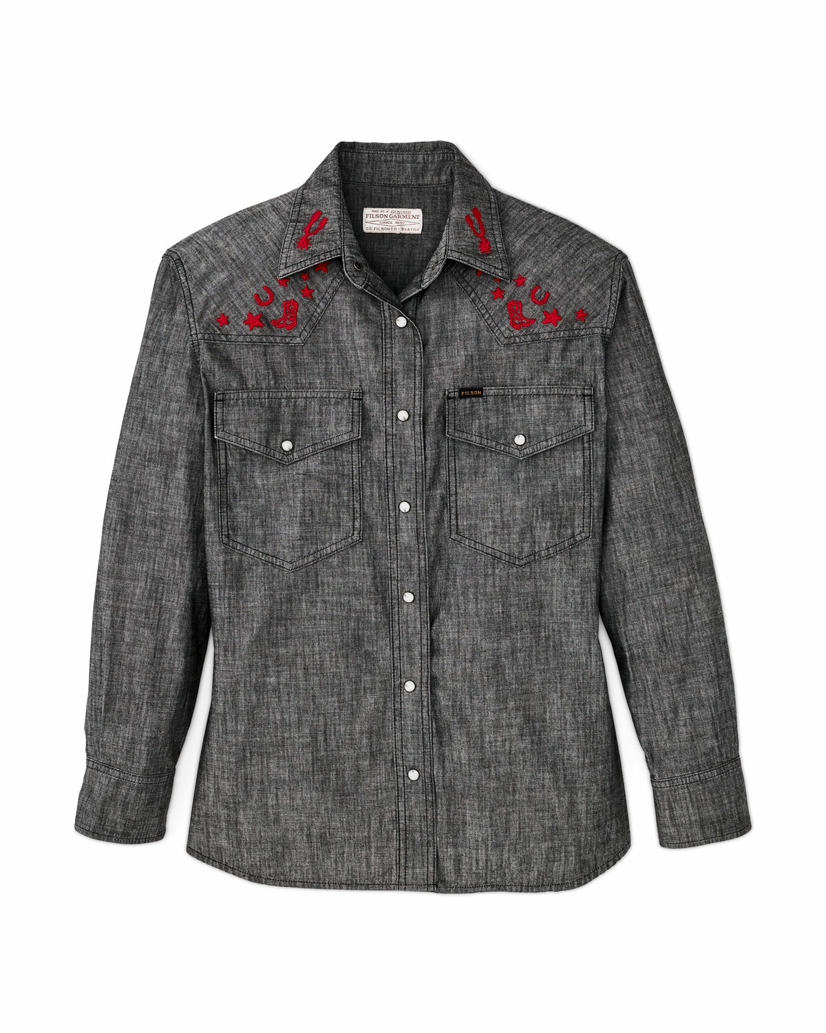 Filson Essential / Women's Embroidered Western Shirt - Black Chambray / Western