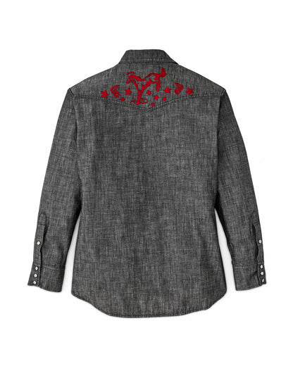 Filson Essential / Women's Embroidered Western Shirt - Black Chambray / Western