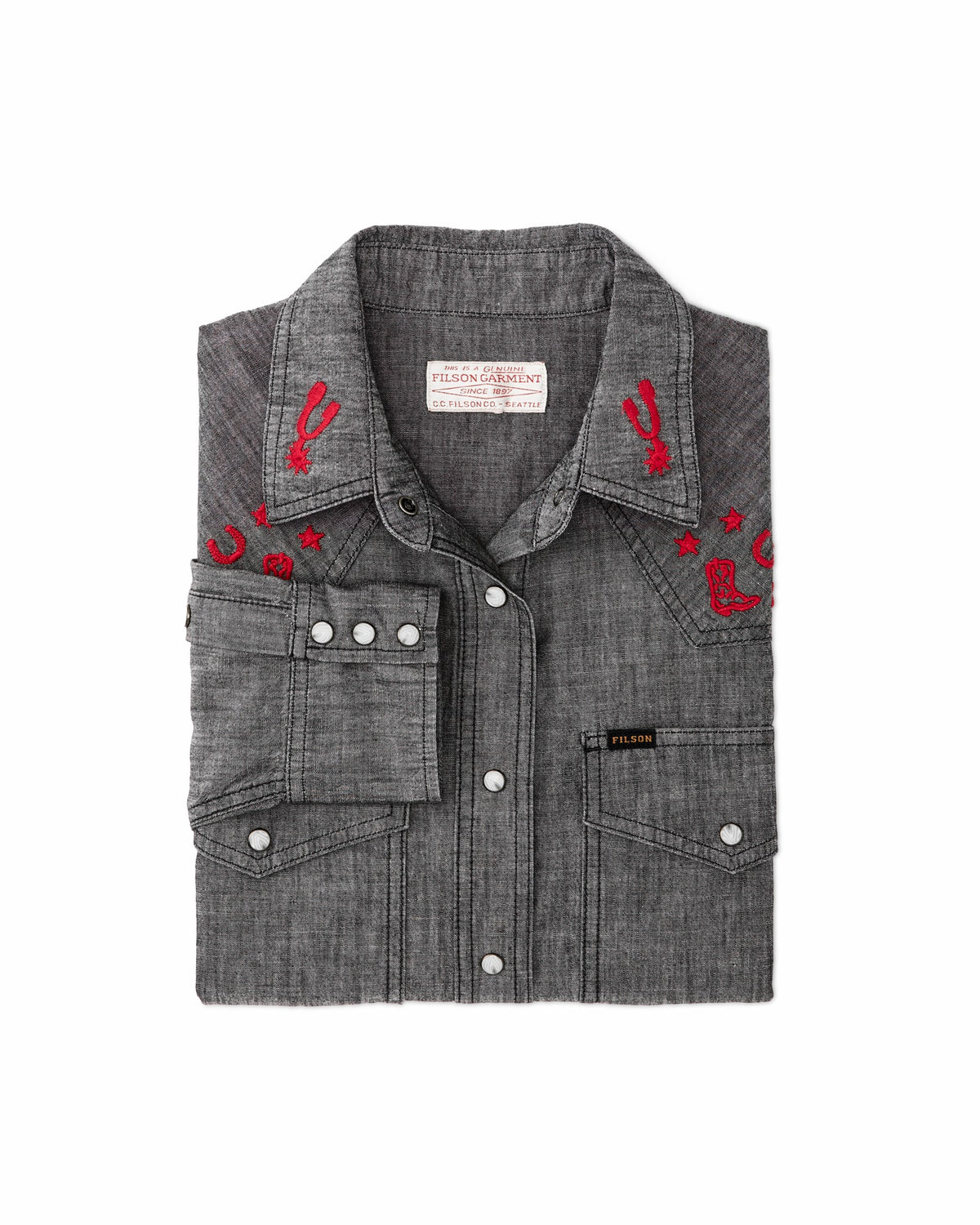 Filson Essential / Women's Embroidered Western Shirt - Black Chambray / Western