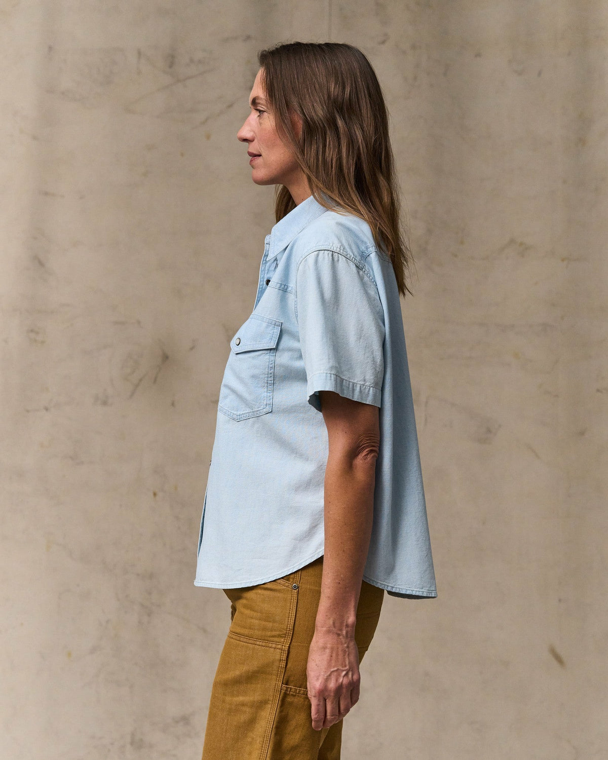 Filson Value / Women's Short Sleeve Chambray Western Shirt - Light Indigo