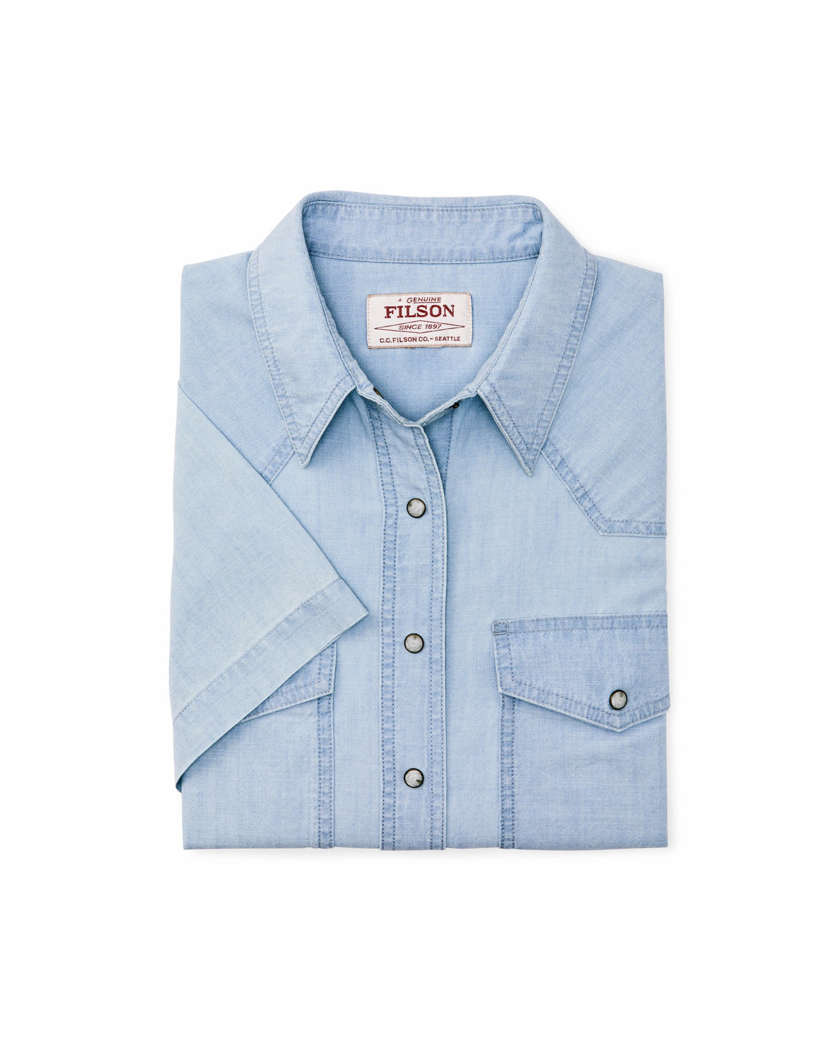 Filson Value / Women's Short Sleeve Chambray Western Shirt - Light Indigo